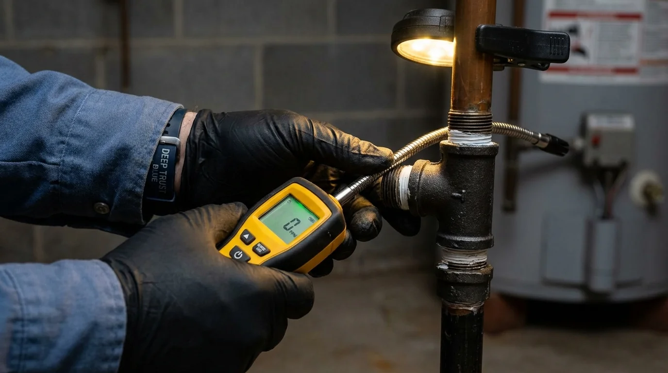 Gas leak detection with electronic sniffer by Johns Plumbing LLC in Riverbank